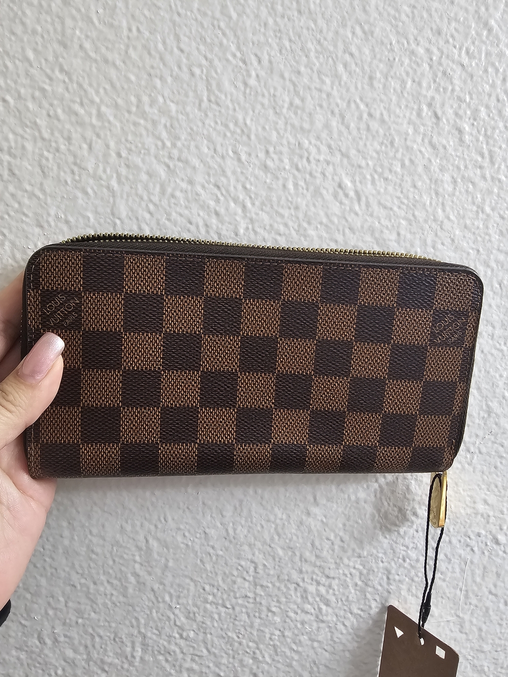 Louis Vuitton Damier Ebene Zip-Around Wallet in Dark Brown and Brown